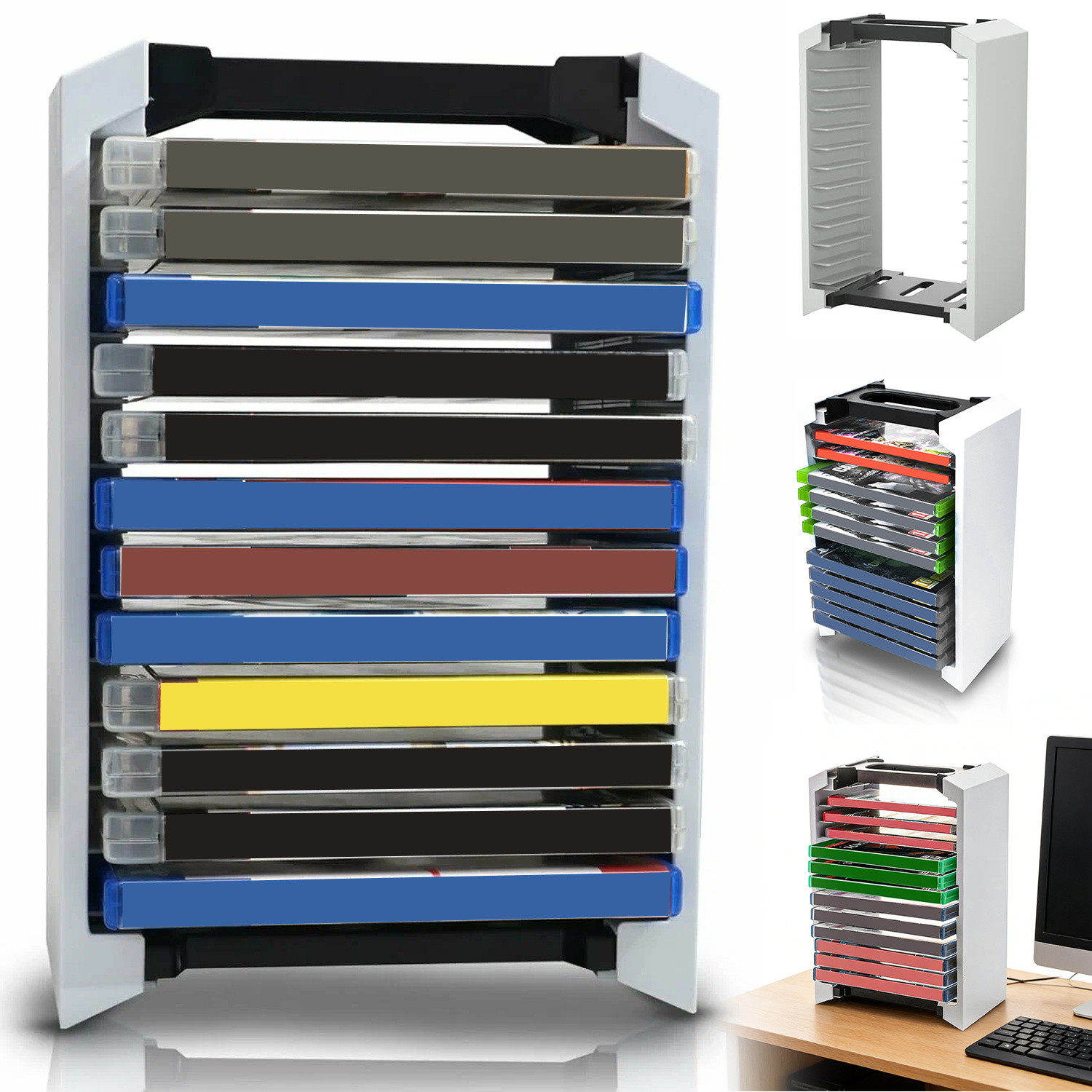Image of Compatible With Playstation 5, Series Stackable Disc Stand Portable Storage Case Multifunctional Vertical/horizontal Storage Includes Holds 12 Game Discs Installation