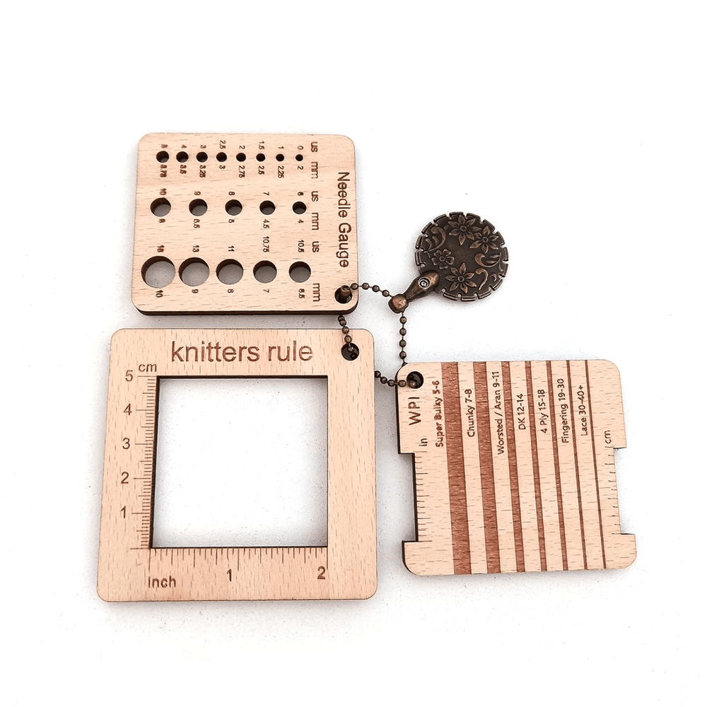 TEMU Set Of 4 Knitting Gauge Rulers, Needle Gauge And Yarn Cutter, Includes 3 Styles Of Square Braiding Tools, Perfect For Sewing And Knitting