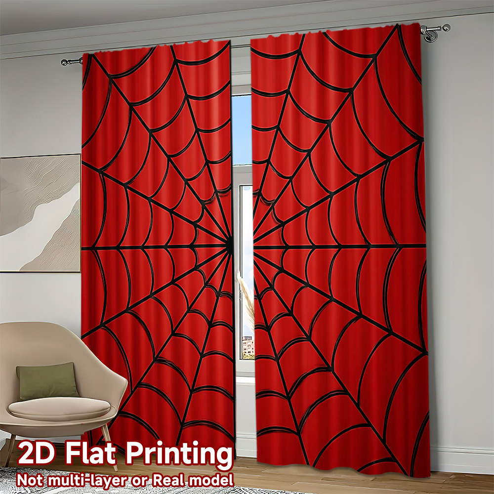 TEMU Rideaux 2D Plats - 2 pièces de rideaux 2D Plats Imprimés, 2 pièces, Rideaux 2D À IMPRESSION PLATE, chiffres noirs et rouges, rideaux populaires