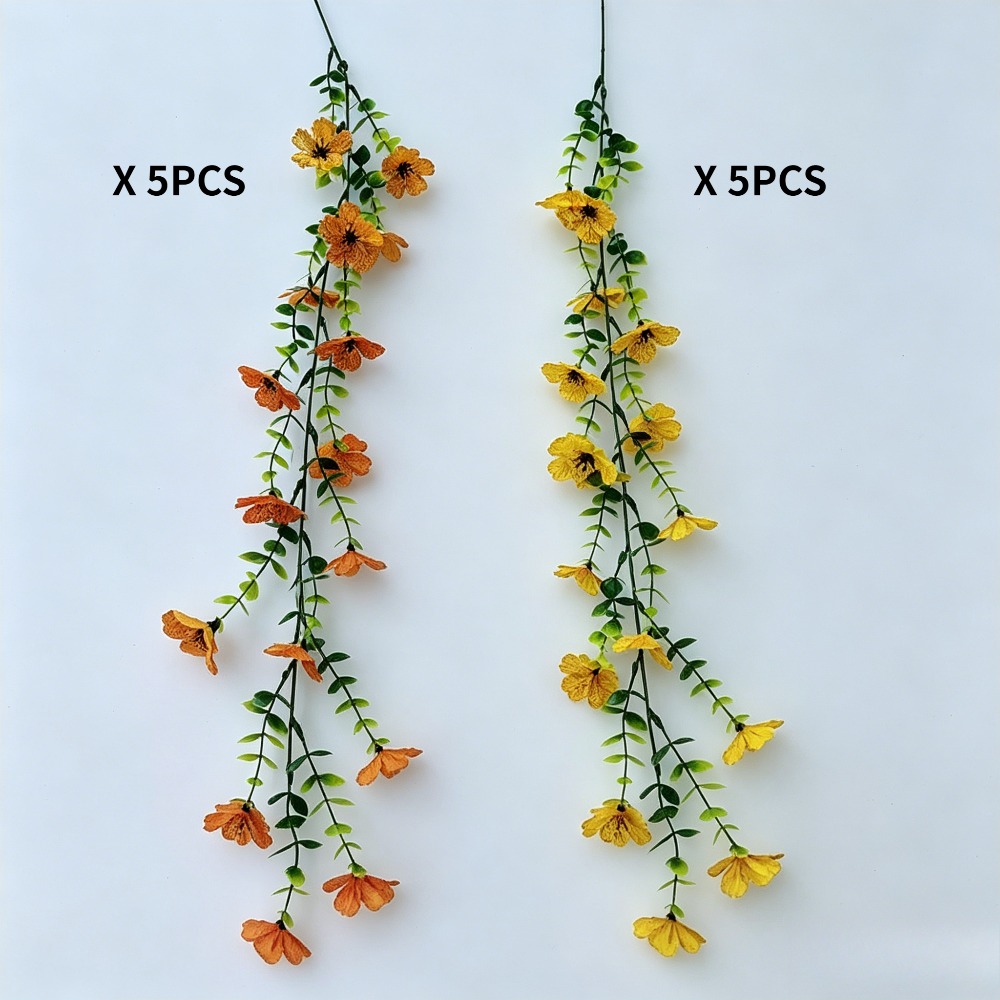 TEMU 10pcs Artificial & Hanging Flower Vines With Cascading - Plastic Wall Ivy Suitable For Balcony, Fence, Wedding Decor, / Decoration For Shops,