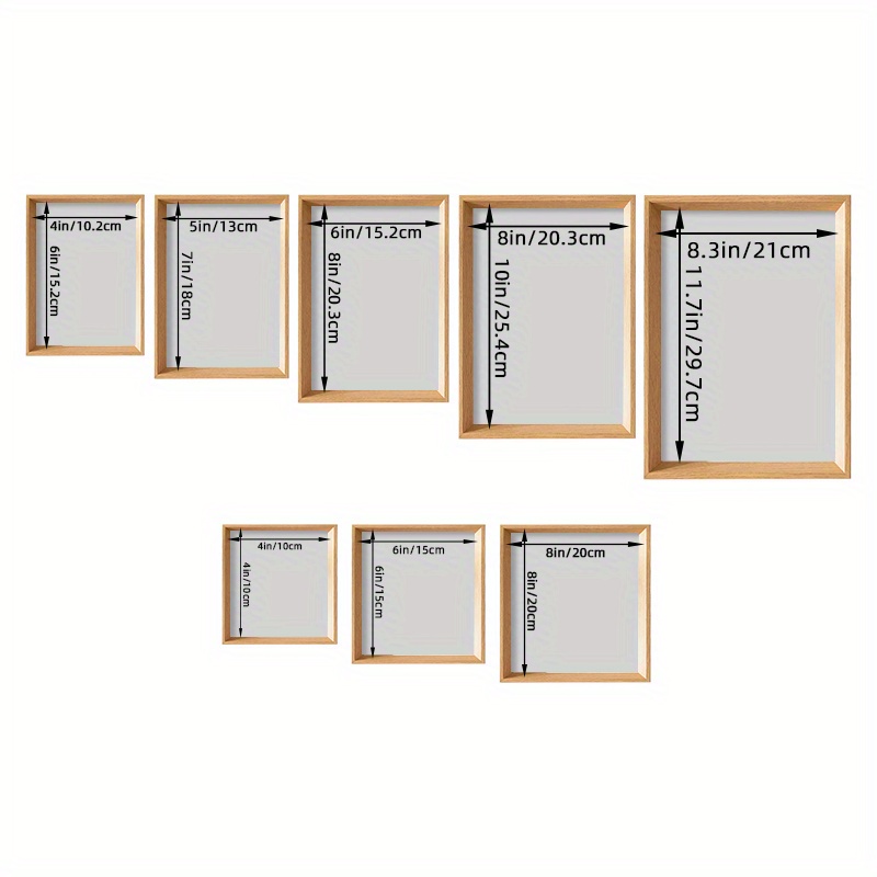 2/ 5/ 10pcs Modern Wood Photo Frame - 4x6/ 5x7/ 6x8/ A4/ 4x4/ 6x6/ 8x8in, Vertical Rectangular Design for Tabletop & Wall Mounting, Suitable for Wall, Window and Door Decoration, Photos, Paintings, Posters and Postcards. The Best Choice for Christmas