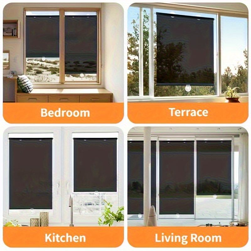 1pc No-Drill Suction Cup Blackout Thermal Curtain, Cordless Design, Suitable for Kitchen, Bathroom, and  Windows, Modern Style, Blocks Light and Keeps Warm, Bedroom Privacy Screen, Smooth Surface