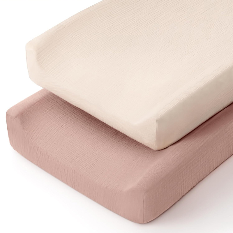 TEMU 2pcs Baby Changing Pad Covers High Stretch Full Wrap Breathable Universal Size Changing Table Pad Covers Solid And Printed Patterns For Newborns