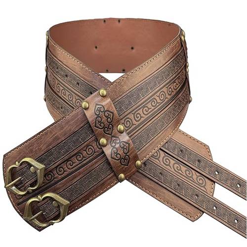 item picture medieval pu wide belt heavy belt with decorative metal and celtic vintage medieval belt costume party historical event unisex durable belt role playing accessory