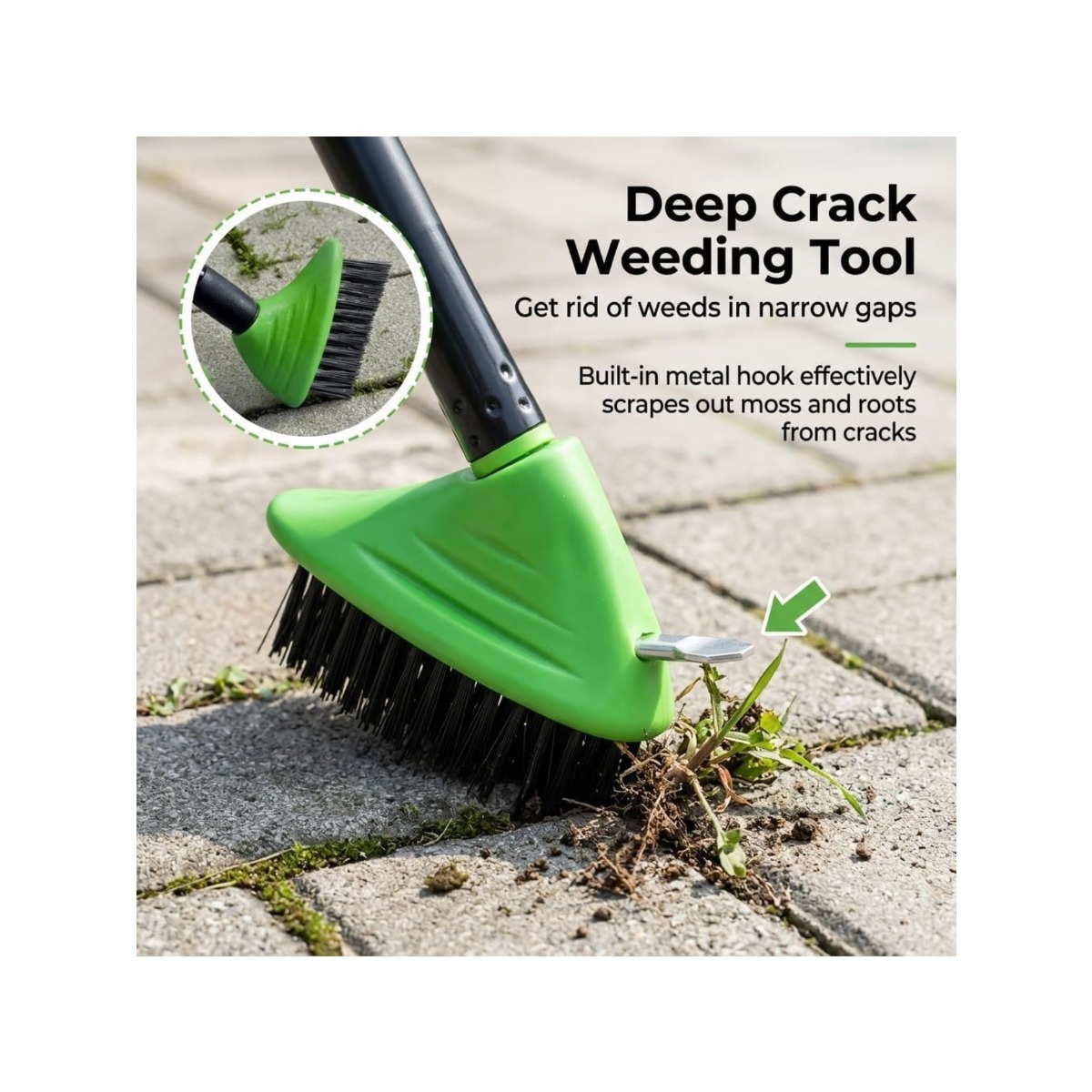 3 in 1 versatile brush combo set heavy duty steel wire floor brush with long extension handle patio driveway sidewalk and paving crack moss removal cleaner Product details 4