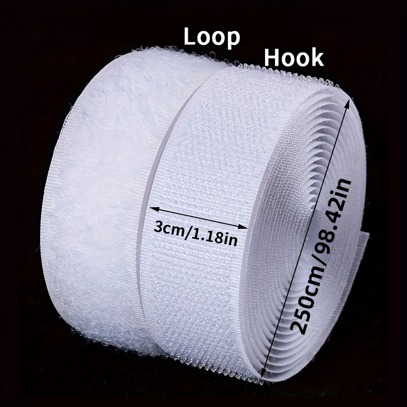 TEMU Black And White Hook And Loop Fastener Tape, Strong Self-adhesive Hook Side Tape, Reusable Nylon Interlocking Strip, 98.42 Inches Long, 2cm To