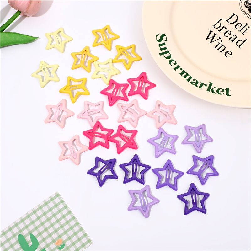 24 pinzas para el cabello con forma de estrella hueca   aleatorios,   pinzas   para flequillo, adiciones versátiles para el cabello, adecuadas para el peinado   y de moda