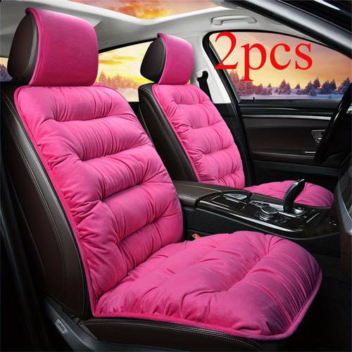 2pcs soft plush car seat cover car seat cover cushion pad car seat protector universal winter auto interior accessories seat covers for car car back seat cover car cushion seat car seat covers full set car seat cushion vehicle interior accessory cozy car accessory lightweight cover polyester filling vehicle enthusiasts car owners