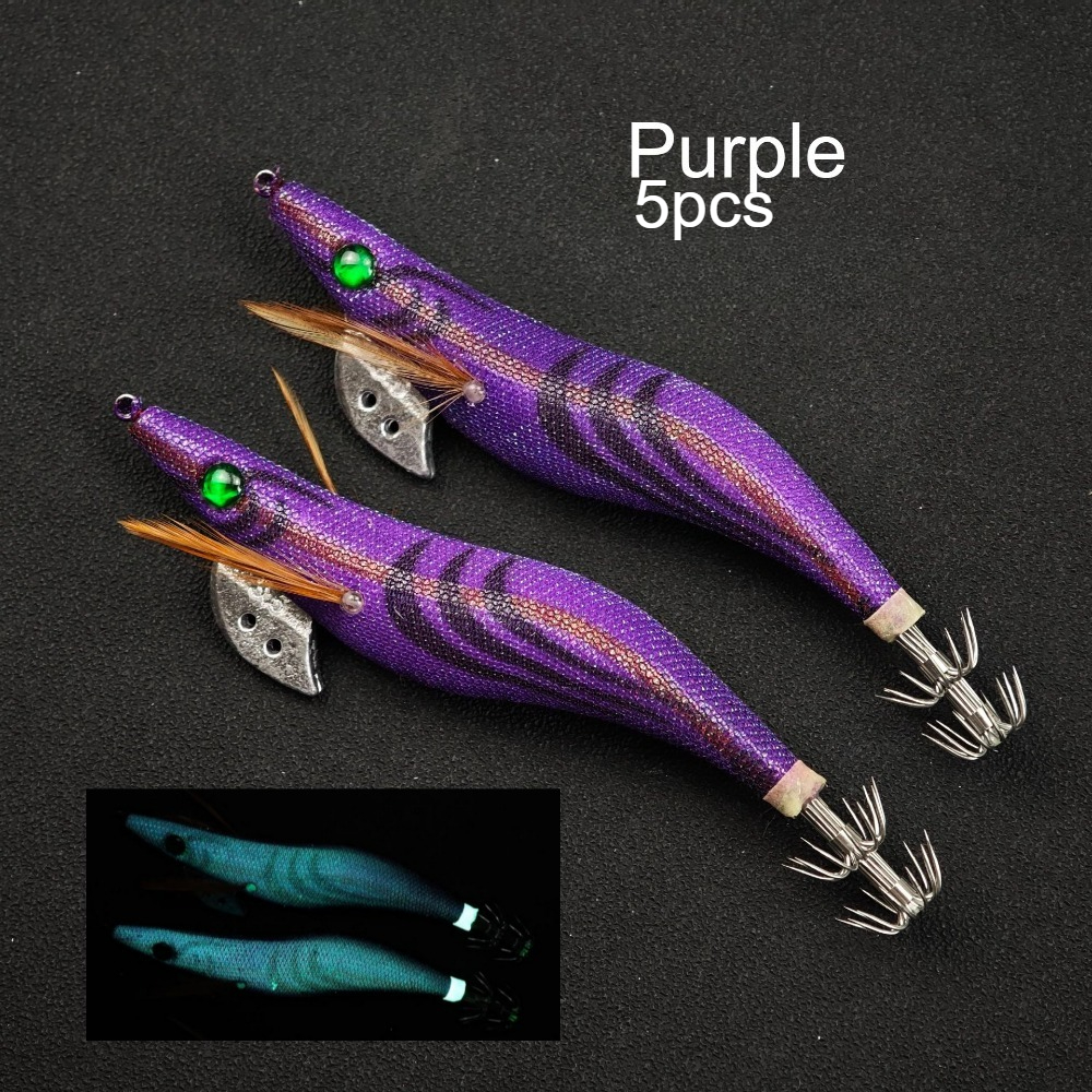 TEMU 5pcs Shrimp Fishing Lures Luminous Squid Jig Hook Shrimp Prawn Lure Artificial Hard Bait