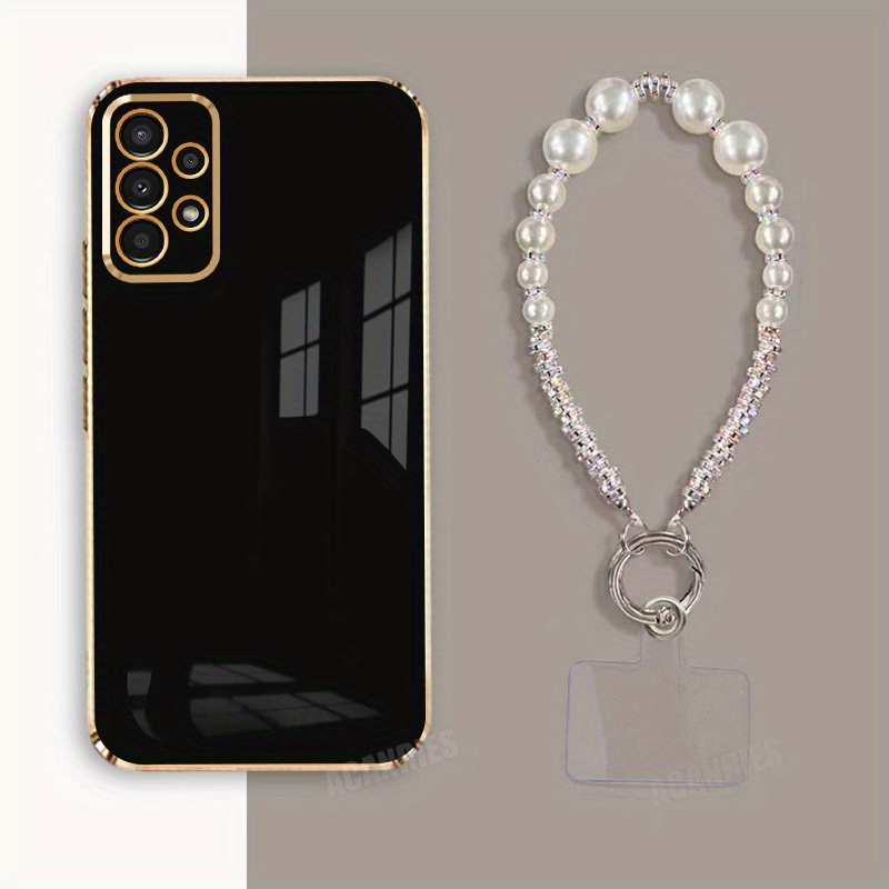 TEMU Phone Case: 1pc Glitter Bead Lanyard   1pc Luxury Plating Soft Phone Case For Compatible With Compatible With Galaxy A13 Tpu Shockproof Back