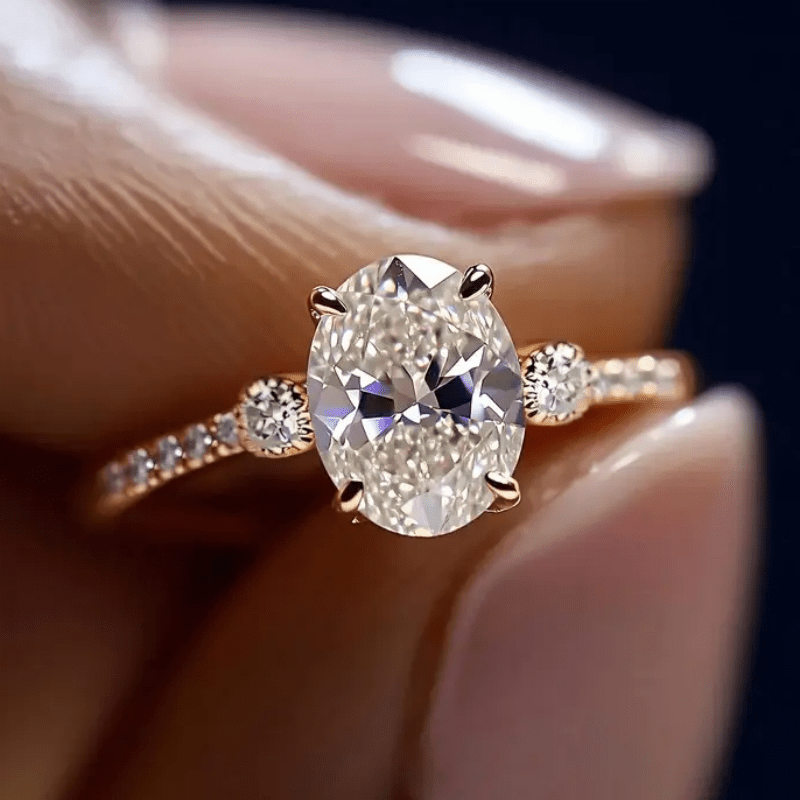 Image of 1pc Women's Engagement Ring Luxurious Sparkling Oval Synthetic Zirconia Ring Women's Party Date Wear Bride Bridesmaid Wedding Ring ()