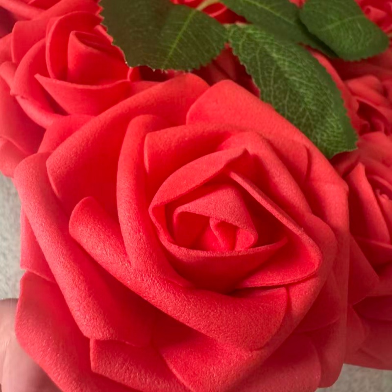 TEMU 29 exquises fleurs de roses artificielles avec tiges, fausses roses en mousse à l' réaliste, adaptées pour bouquets de mariage à soi-,