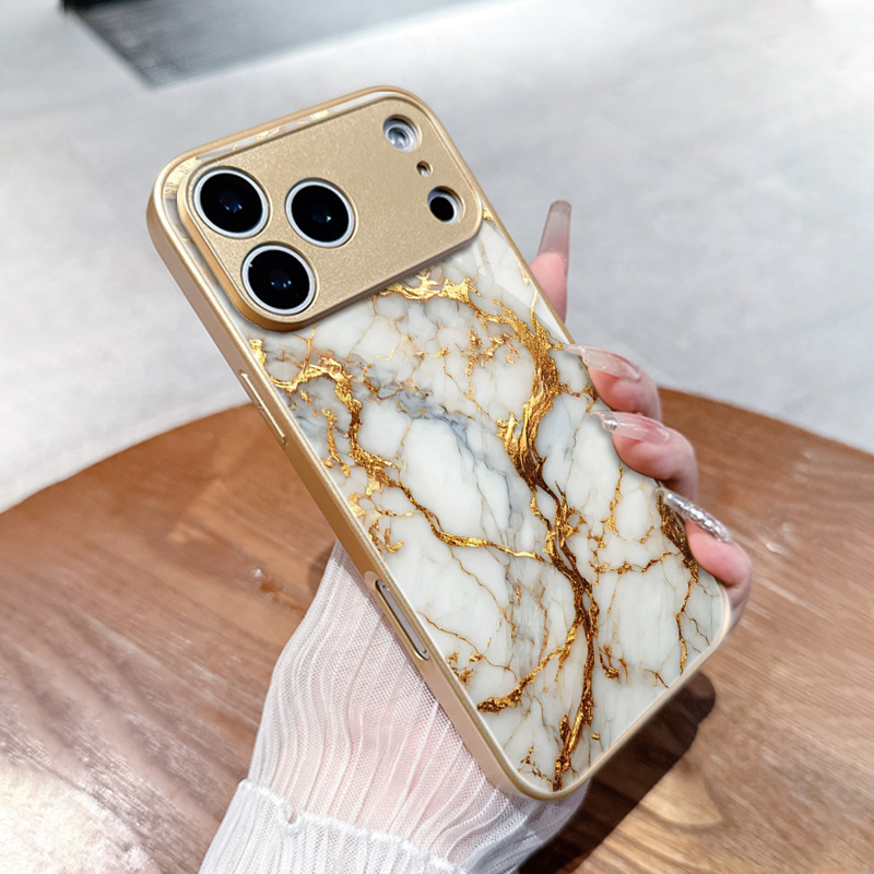 TEMU Phone Case - Luxury Gilded Marble Texture Phone Case For Iphone