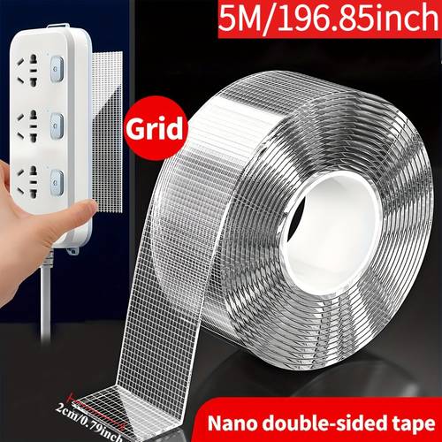 nano double sided tape 5 meters long removable without leaving residue made of transparent pet material high strong load bearing easy to tear and cut high temperature resistant reusable suitable for