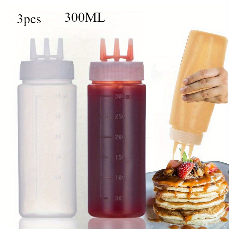 3er-Set Quetsch-Saucenflasche für die Küche mit abgestuften 3-Loch-Quetschflasche zum Backen, für Salat, Tomatensauce, Dressing * leere Flasche, Mehrzweck-Flasche für Salat Tomatensauce