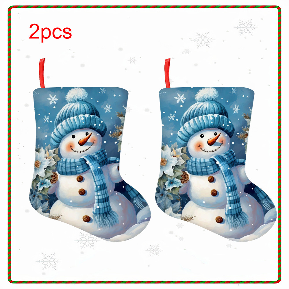 TEMU 2pcs Snowman Christmas Stocking Hanging Ornaments - Snowmen With Stockings Suitable For Christmas Tree, Mantel, Party Decorations - Party Favors