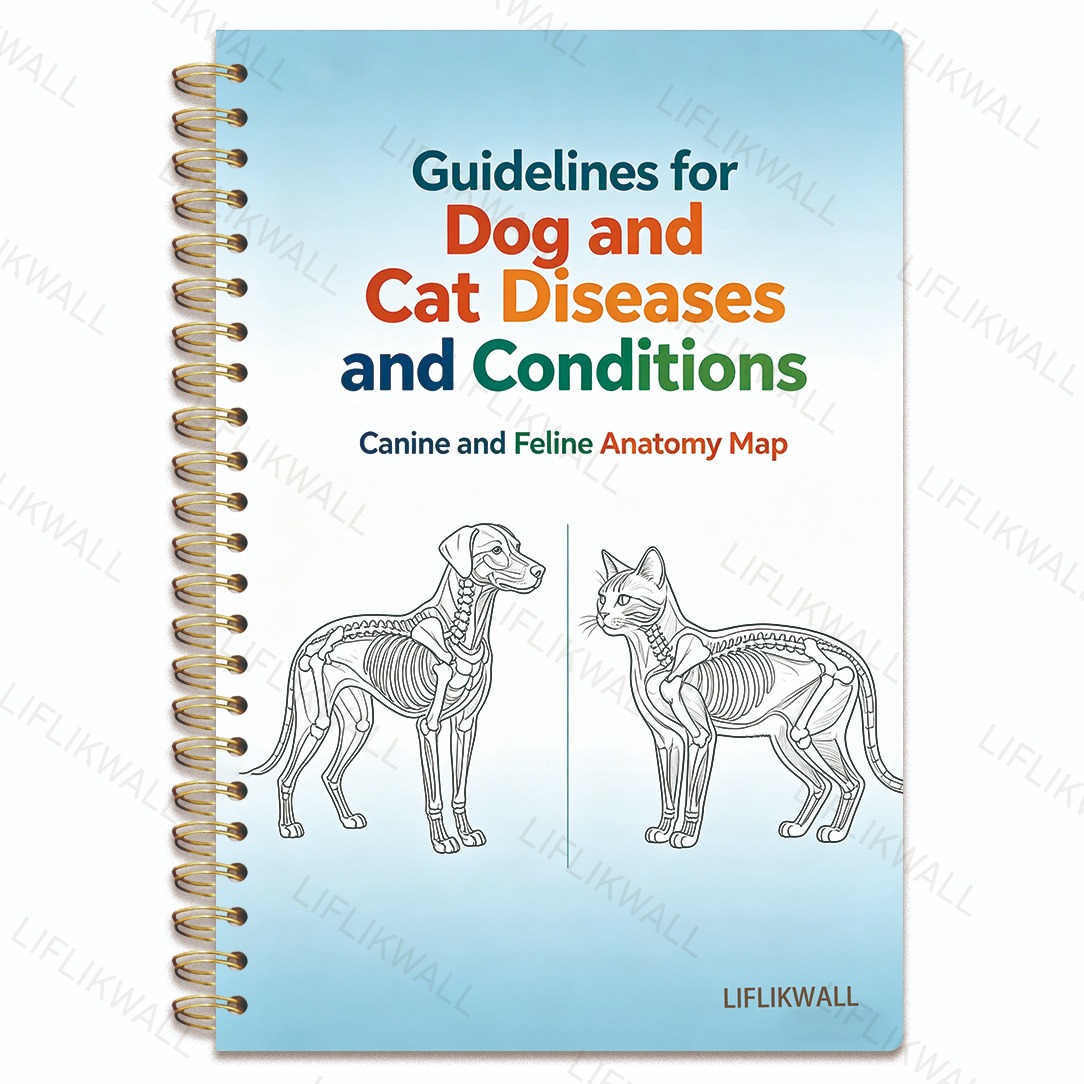 LIFLIKWALL Veterinary Anatomy & Disease Notebook - Spiral Bound Suitable for Dogs and Cats Book with Anatomy Charts, Reference Guide for Vet Students, Compact Size Planner Journal for Veterinary Practice Supplies