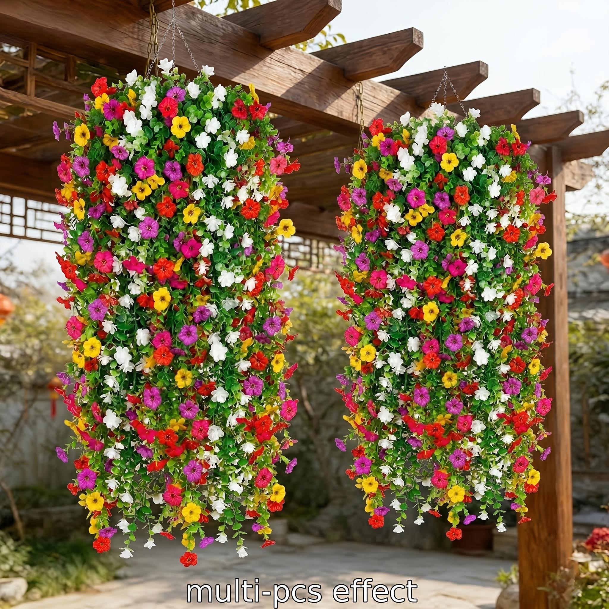 10pcs set of outdoor artificial hanging plants and flowers uv resistant plastic faux flowers suitable for indoor outdoor gardens   walls windowsills farmhouses and home decor mixed colors