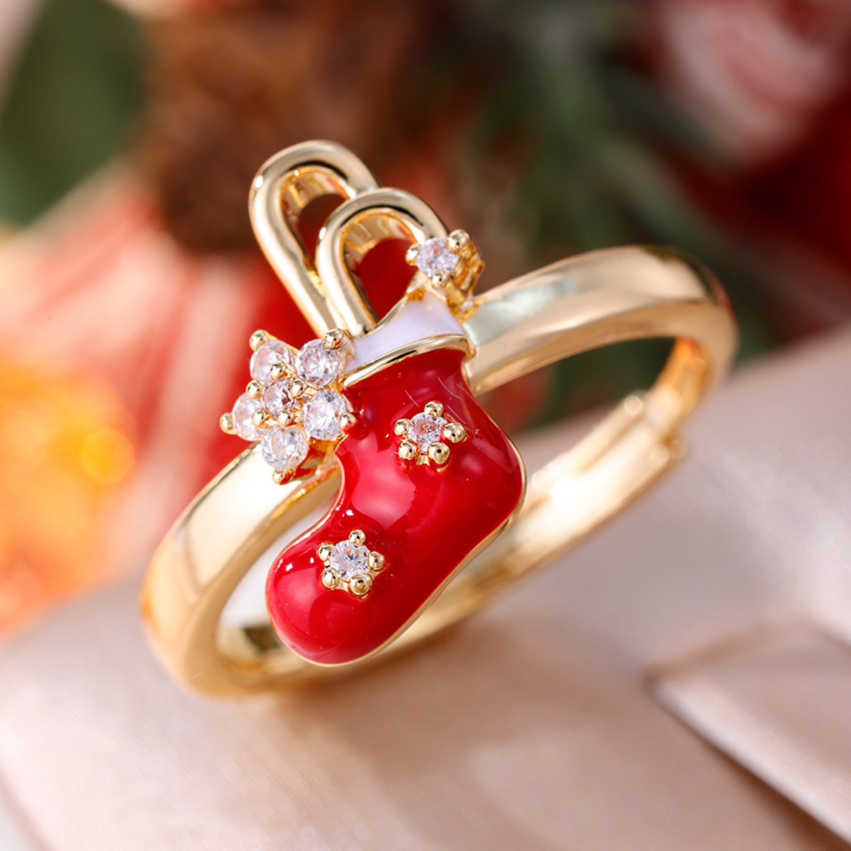 Women's Adjustable Bling Ring with Plated Synthetic Zirconia