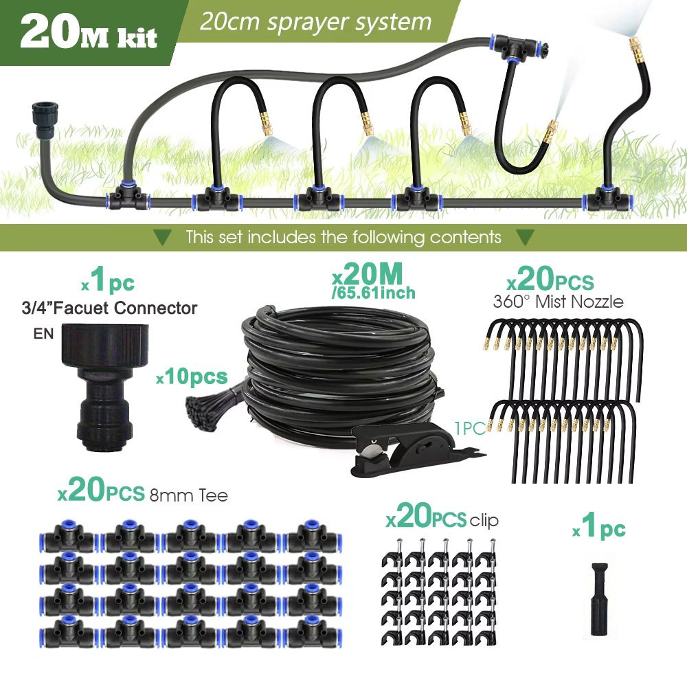 TEMU 121 piezas de 8 mm 5/8' de controlador de riego por micro-goteo para jardín, rociador de enfriamiento para plantas y flores, boquilla de rociado