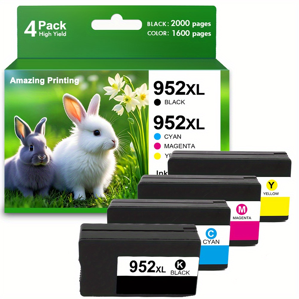TEMU 4 Packs Black&color Ink Cartridges Compatible For 952 952 Xl Ink Cartridges For Pro 8710 7740 8720 8715 8210 8702 Printers F6u19a L0r39a L0s64a