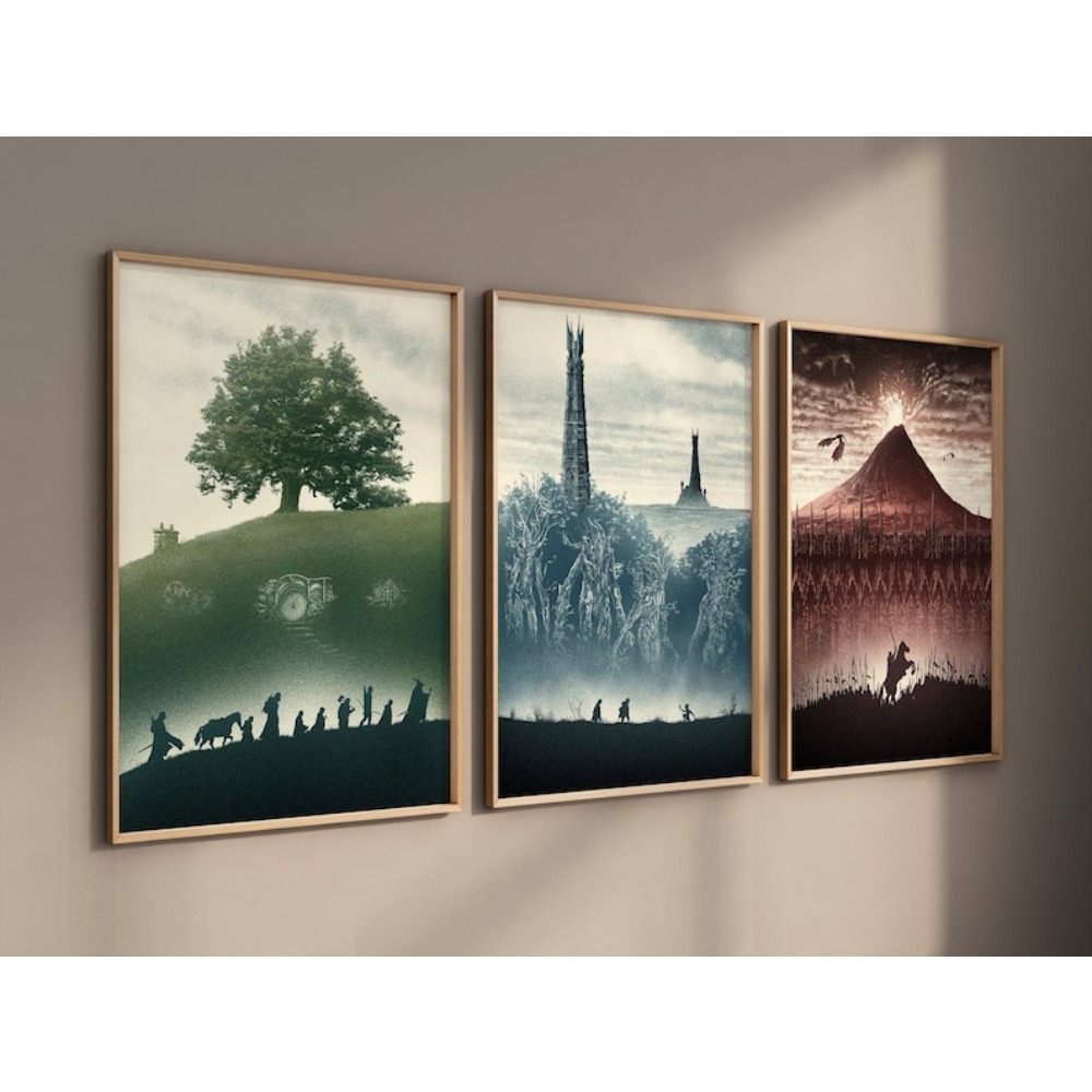 TEMU 2d Flat, 3pcs Frameless Canvas Painting Poster 3 Set Art / Canvas / Art Prints Trilogy Lotr Wall Art, Minimalist, Gift, & Un
