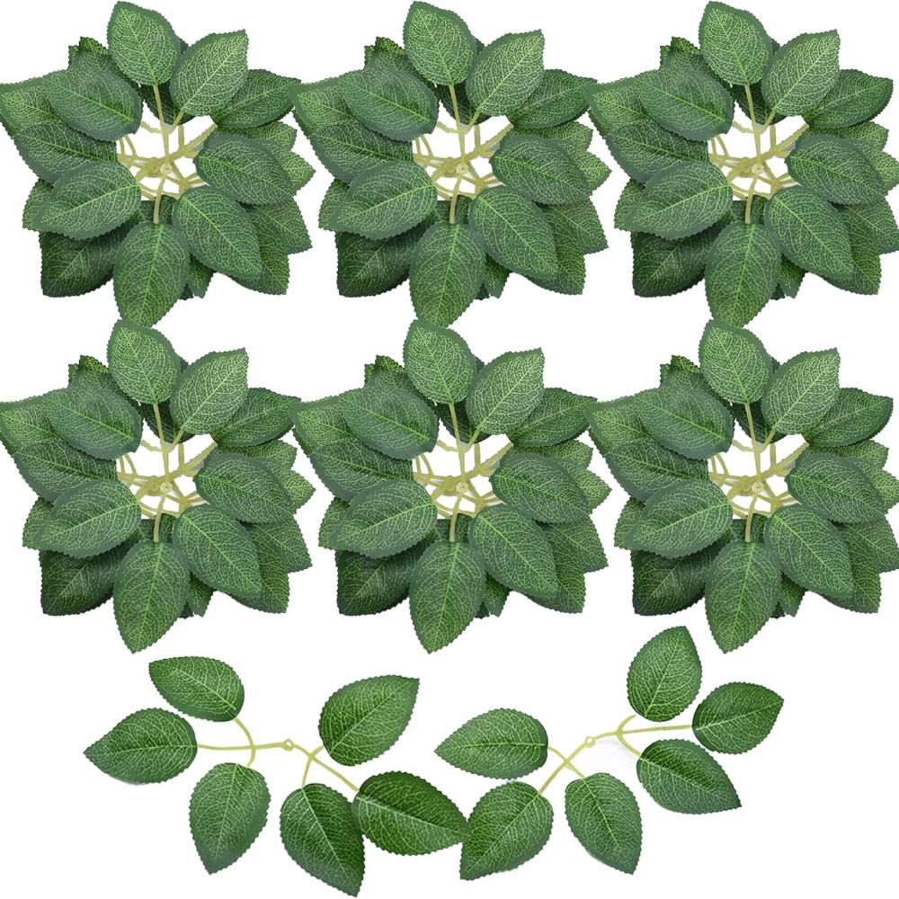 Image of 120 Loose Artificial Green Rose Leaves, Fake Rose Petals For Diy Wedding Bouquets, Centerpieces, Party Decorations, Rose Vine Wreath Supplies