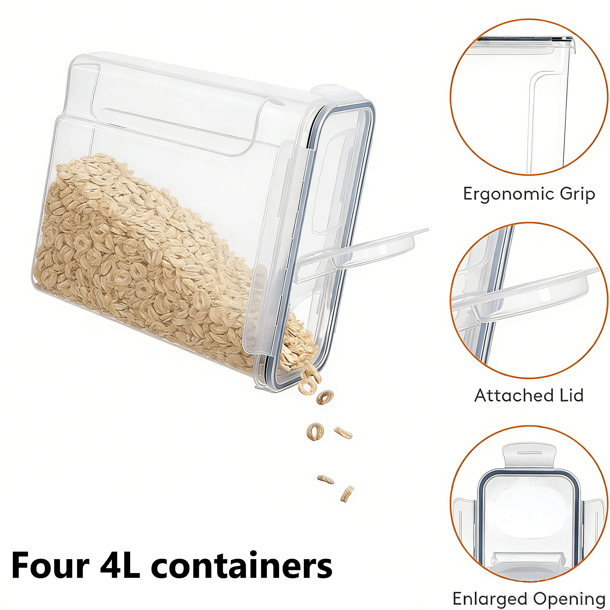 TEMU Of 8 Versatile, Leak-resistant, And Reusable Food Storage Jars With Lids, Designed For Portability And Stacking, Suitable For Cereals, Snacks,