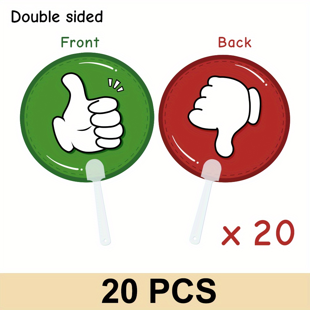 Image of 20pcs/set Classroom Must Have Thumbs Up Classroom Paddles Handy Teacher Classroom Event School Supplies Plastic Sign Paddles True False Paddles For Meeting Signs