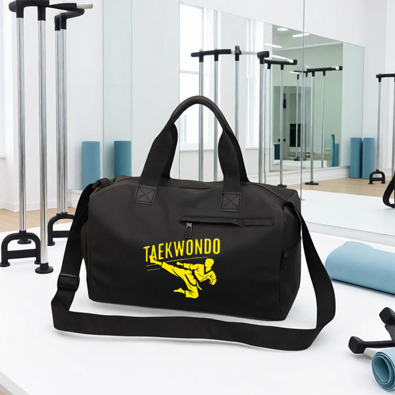 1pc taekwondo print gym bag suitable for training yoga travel large capacity foldable martial arts themed bag with taekwondo lightweight for shopping for compact carry for everyday use