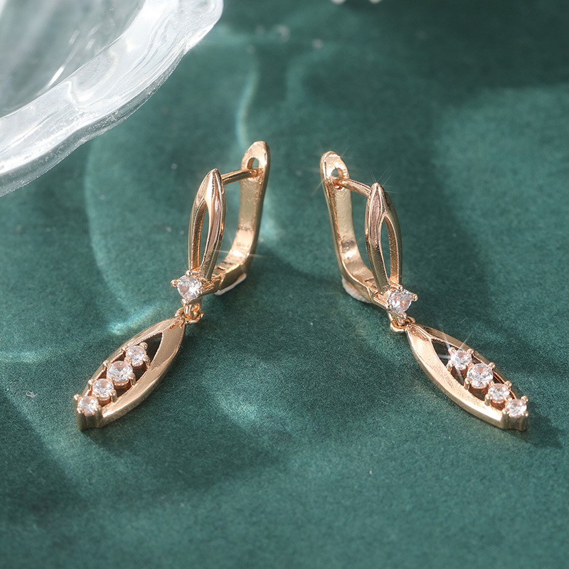 Women's Elegant Teardrop-Shaped Earrings with White Synthetic Zirconia