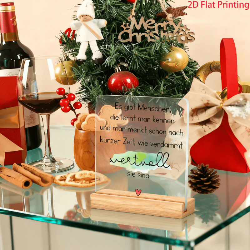 Image of 2d Flat - [2d Flat] A 2d Printed Acrylic Decorative Sign Featuring The German Quote, ", Them, And How Precious Are, " Along With Watercolor And Heart Designs, Perfect For Home Desktop Decoration