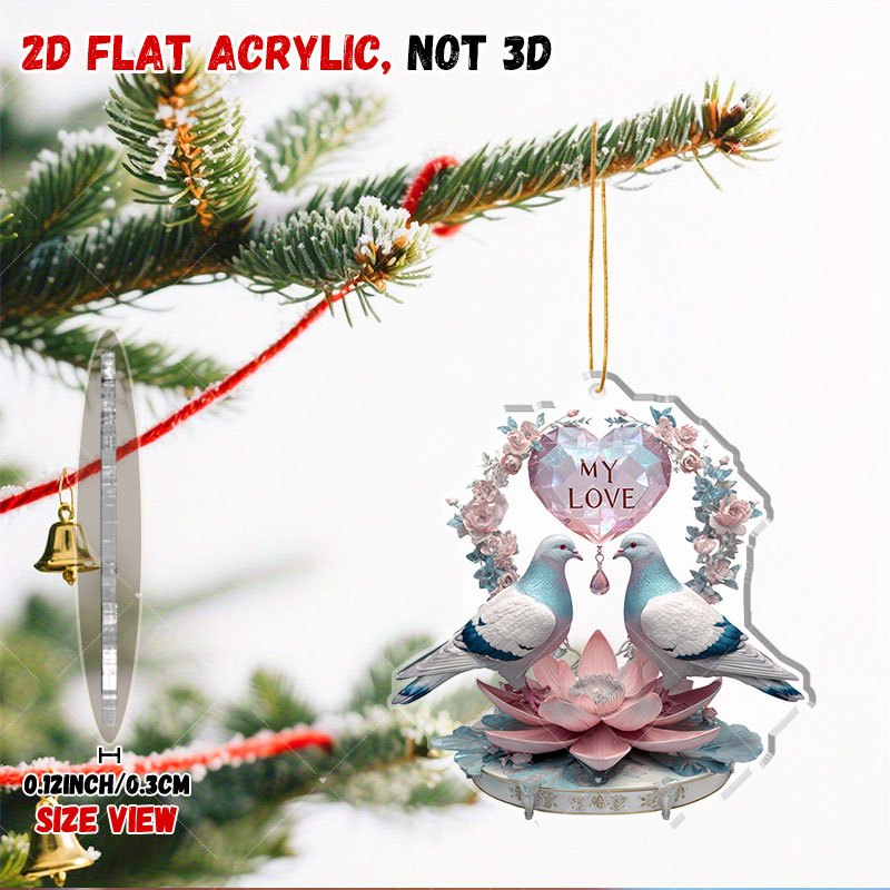 2D Flat Acrylic Decorative Pendant with Pigeons
