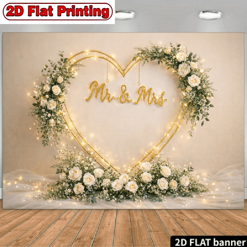 TEMU 2d Flat, Photography Backdrop 2d Flat, 2d Flat Minimalist Style Wedding Backdrop, Featuring A Beige Solid-color Background With A -shaped Metal