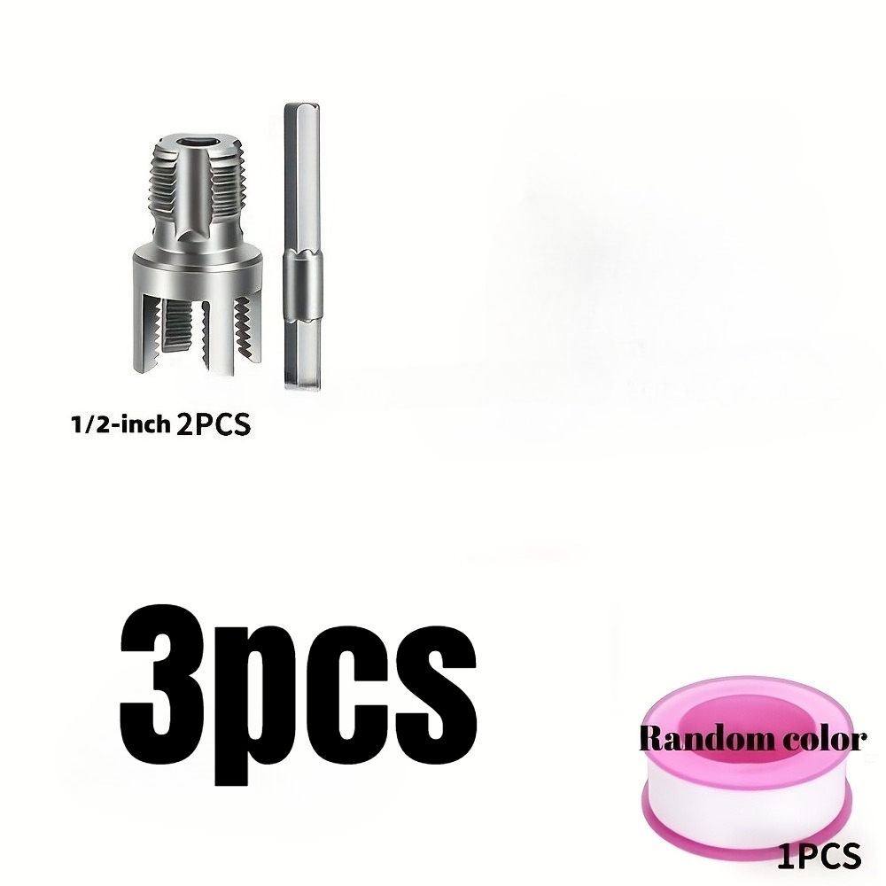 TEMU 3pcs Heavy-duty Pipe Threading Drill Bit Set, For 1/2 Inch Thread/external Thread, Compatible With Pvc/plastic Pipe Threading Drills, Designed
