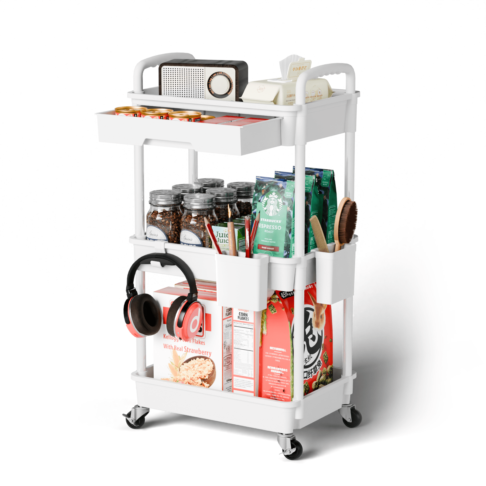 TEMU SPACEKEEPER Carrello multiuso mobile a 3/4/5 ripiani con , organizzatore portaoggetti su ruote per carichi pesanti per la casa, cucina, bagno,
