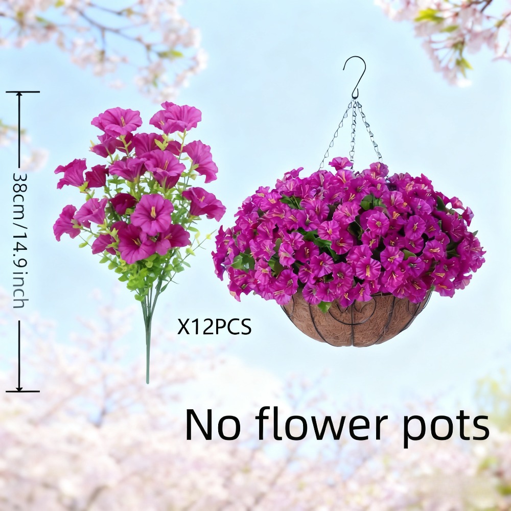 12pcs Realistic Artificial Flowers Uv-resistant Outdoor/indoor - Maintenance-free Plastic With Bright Pinkish- & Foliage Suitable For Wedding, Valentine' Day, Décor - Durable Table Centerpiece,, Porch