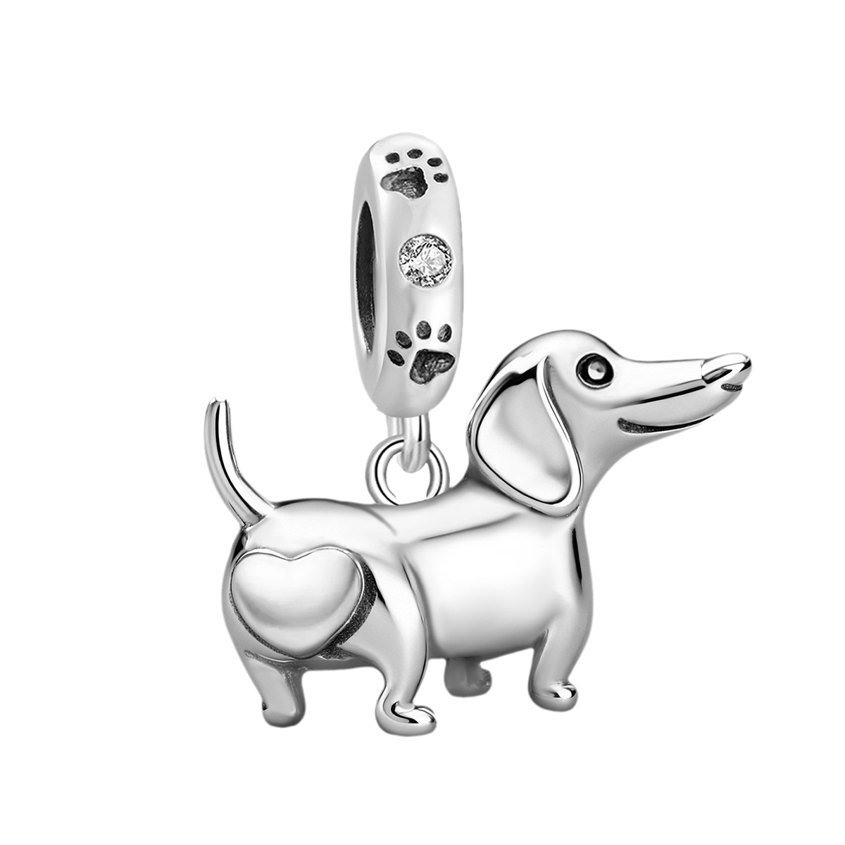 TEMU 1pc Smiling Dachshund Diy Beaded Pendant For Women's Jewelry, 925 Silver Plated, New Year Promotion Valentine's Day Mother's Day Party Birthday
