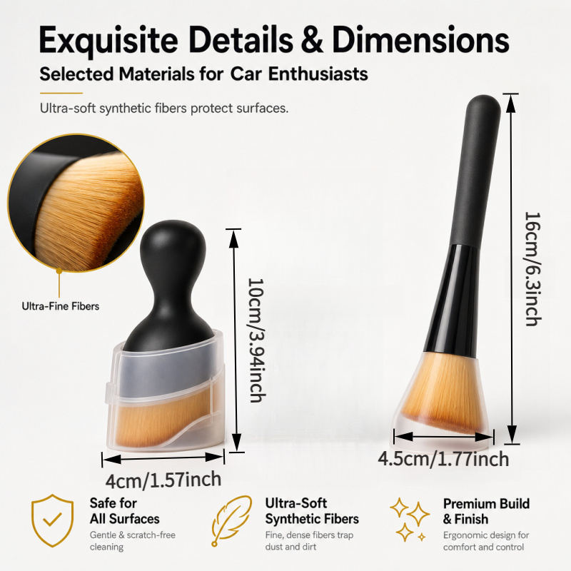 Premium 3pcs Car Cleaning Kit(Short Handle+ Long Handle Soft Car Brush+ Car Cleaning Gloves)- The Soft Brush and Gloves Are Perfect for Effective Interior Cleaning, Dust Removal, and Reaching Tight Areas, Making Them Essential Tools for Perfec