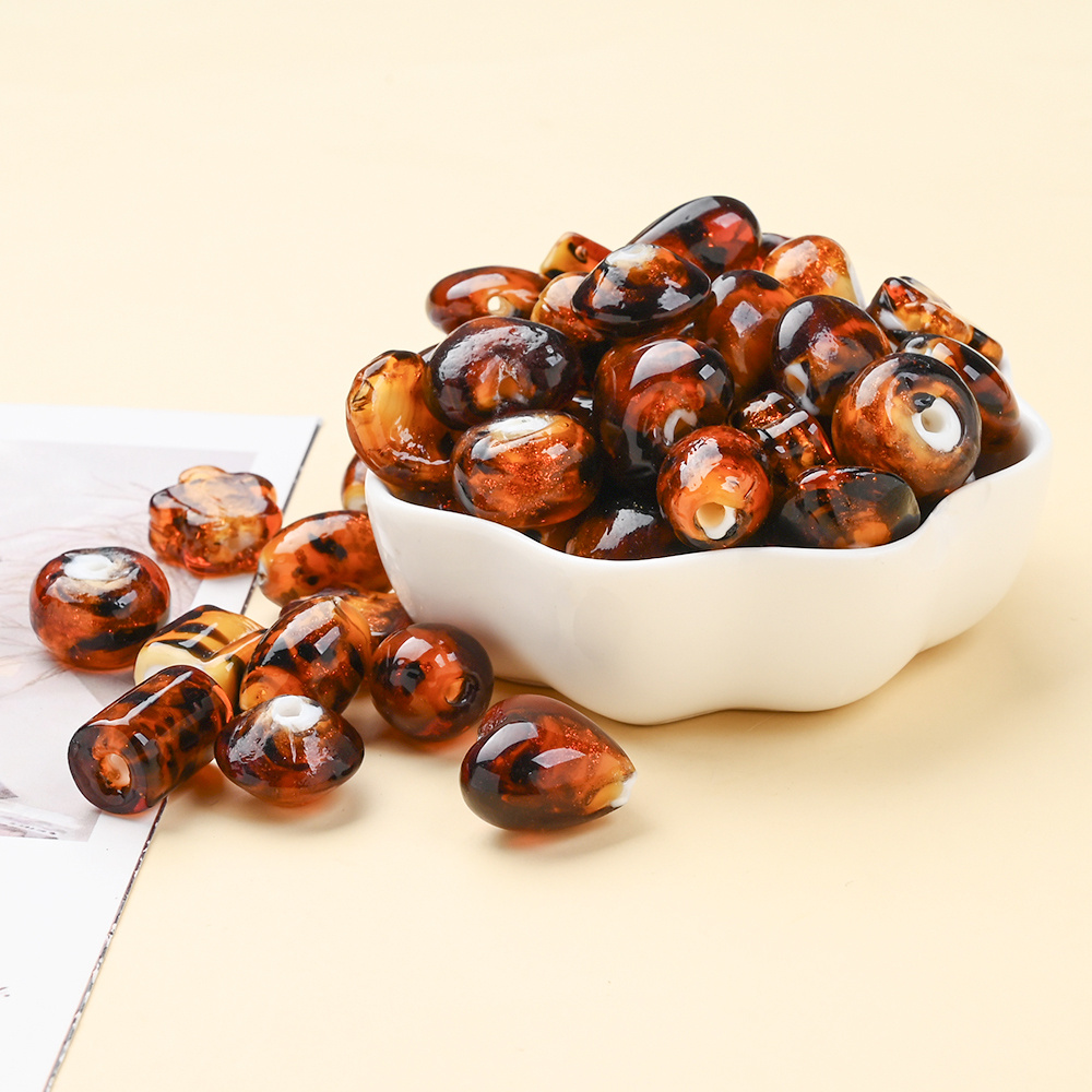 2pcs Brown Glass Beads Decorative Set for Jewelry Making