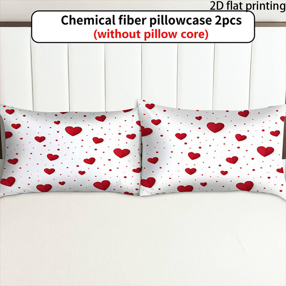 TEMU 2d Flat-2pcs Love Heart Print Pillowcase, Pillow Core Not Included, Throw Pillow Cover, Polyester Material, With Zipper, Machine Washable,