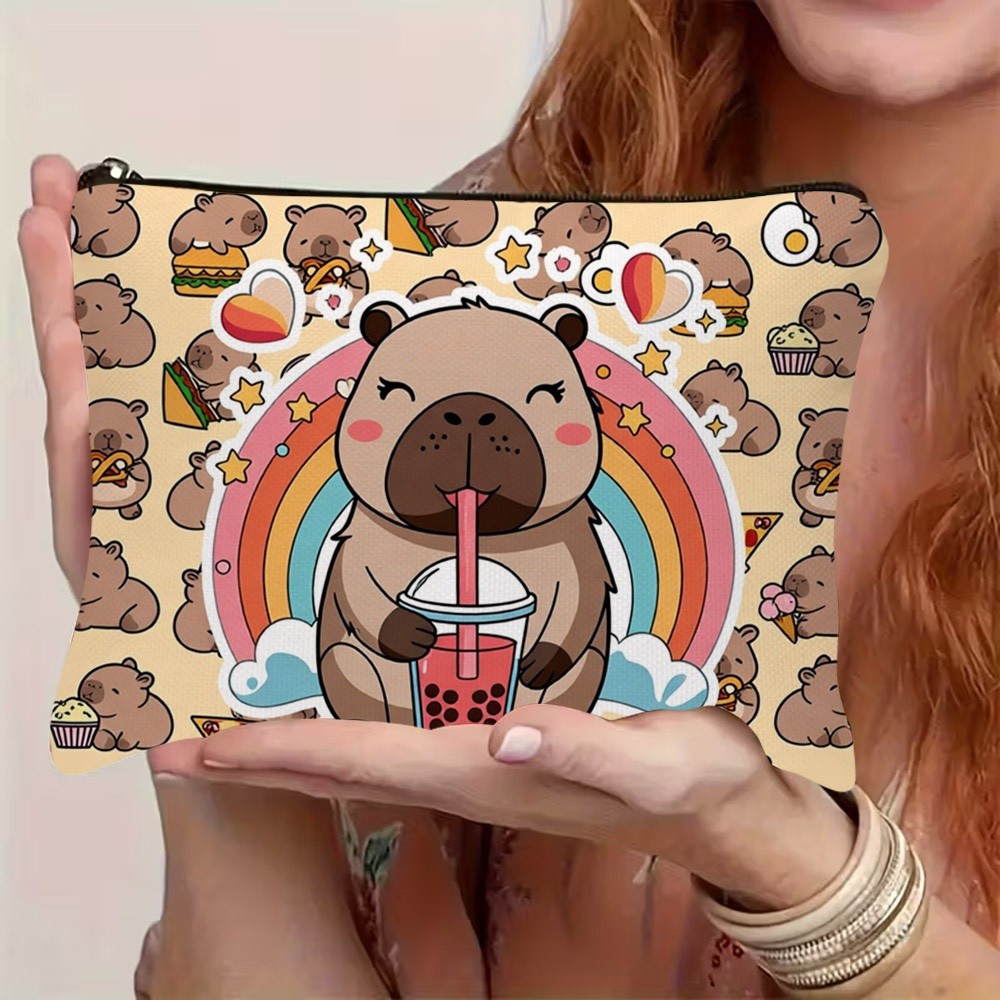 TEMU Trousse de toilette 1 pièce mignonne Capybara Bubble Tea - Trousse de toilette de voyage durable avec Capybara et Bubble Tea, convient pour un ,