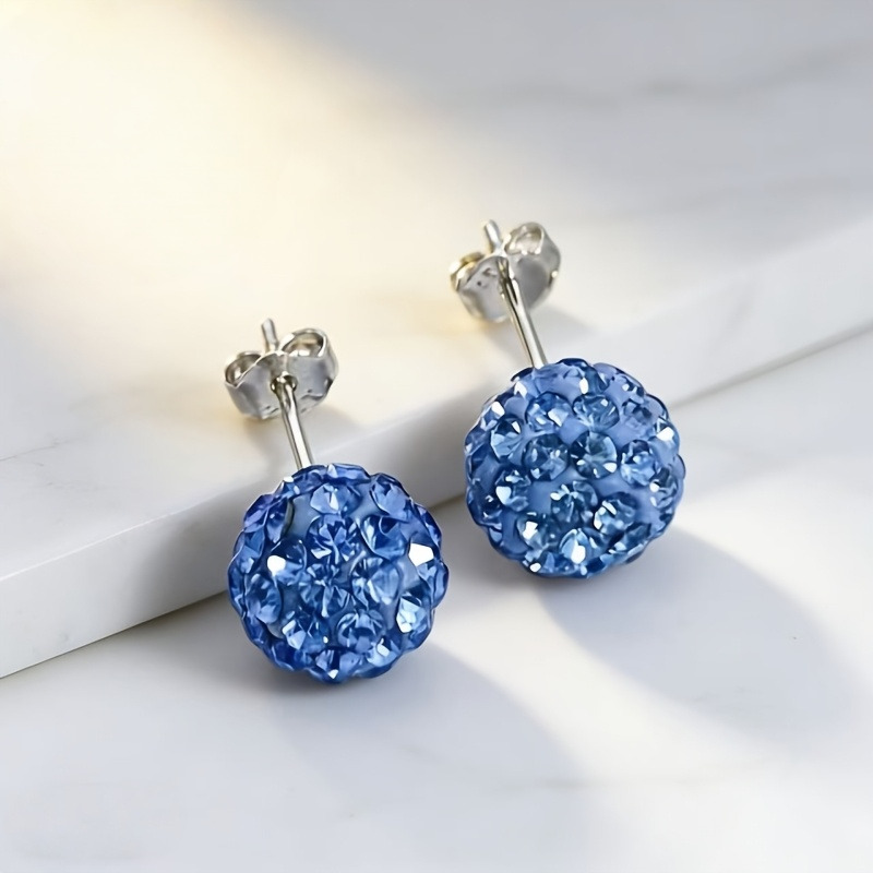 Women's Retro Bohemian Style Blue Spherical Stud Earrings