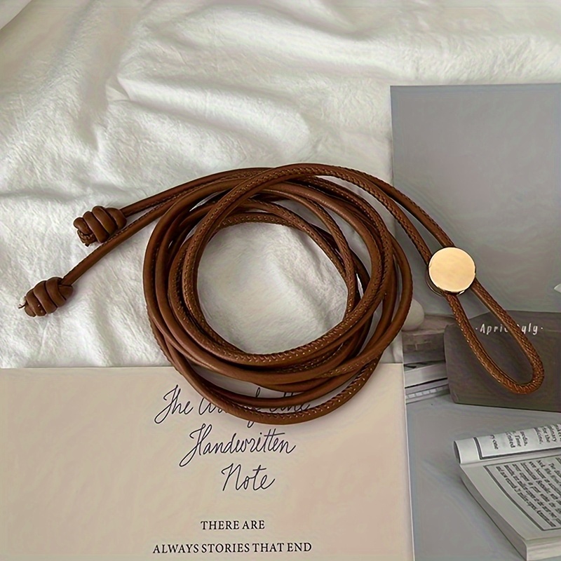 TEMU 1pc Women's Fashion Knotted Belt- Elegant Brown Waist Belt, Suitable For Coats, Shirts, And Dresses- From Casual To Formal Outfit Waist Belt