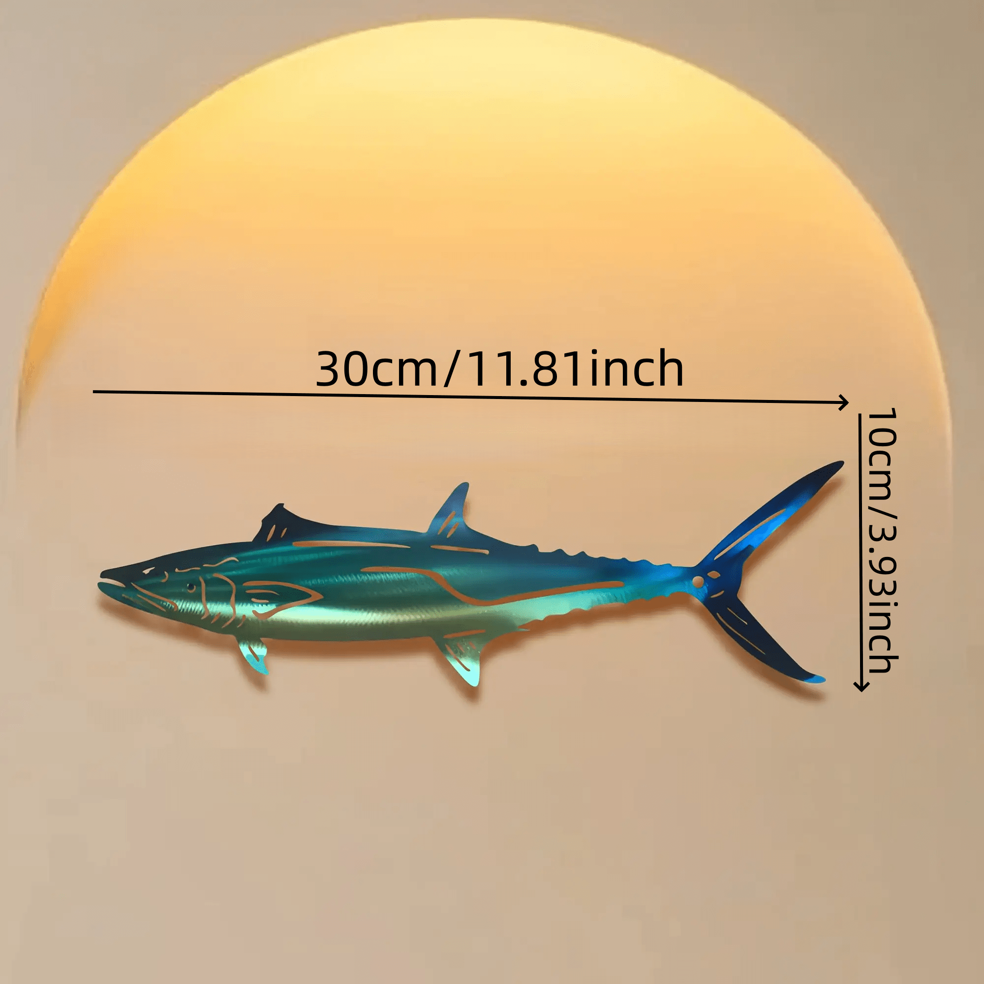 TEMU 2d Flat, 1pc Horizontal Coastal Blue Marine Acrylic Wall Sculpture - Turquoise & Decor With Horizontal Scales, Suitable For Indoor/outdoor Use,