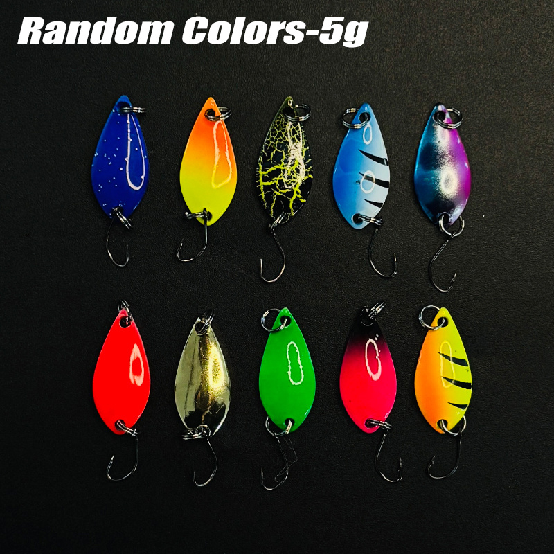 TEMU Set di esche a cucchiaio da pesca colorate casuali, 10 pezzi, 2.5G/3.5G/5G, esca in metallo, esca a cucchiaio ad di , perfetta per la pesca alla
