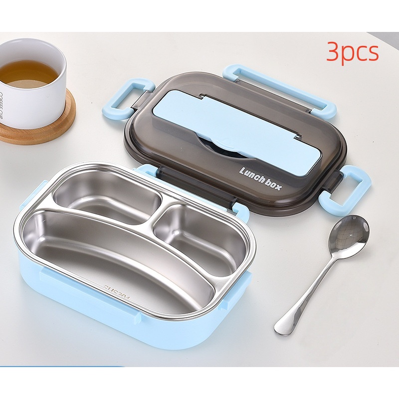 TEMU 3pcs Stainless Steel Lunch Box Set, Featuring A Creative Sealing Lid And Portable Handle. A Stylish Lunch Box Designed For Office Workers, Of