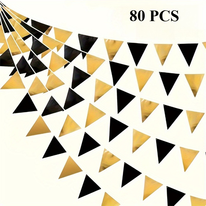 80pcs Flag Banner Set - Reusable Black And Pennant For Wedding, Graduation, Anniversary, Birthday Party, New Year Celebration Decorations - No Electricity Required, Easy To Assemble