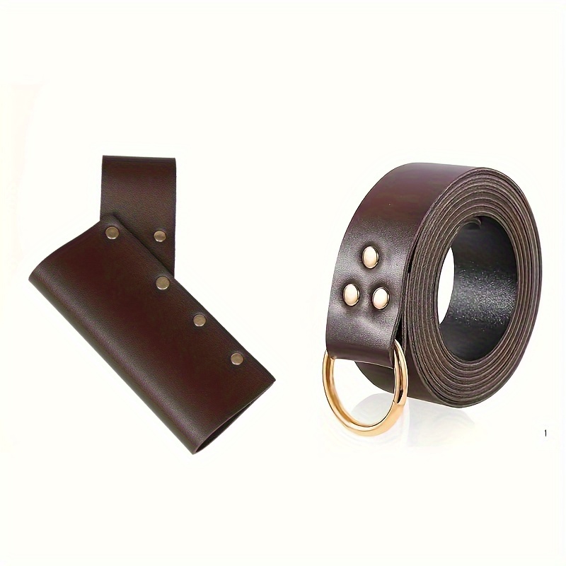 TEMU Juego de 2 piezas de de cinturón y para espada medieval renacentista con fundas de PU - Cinturón portaespadas de de suspensión adecuado para