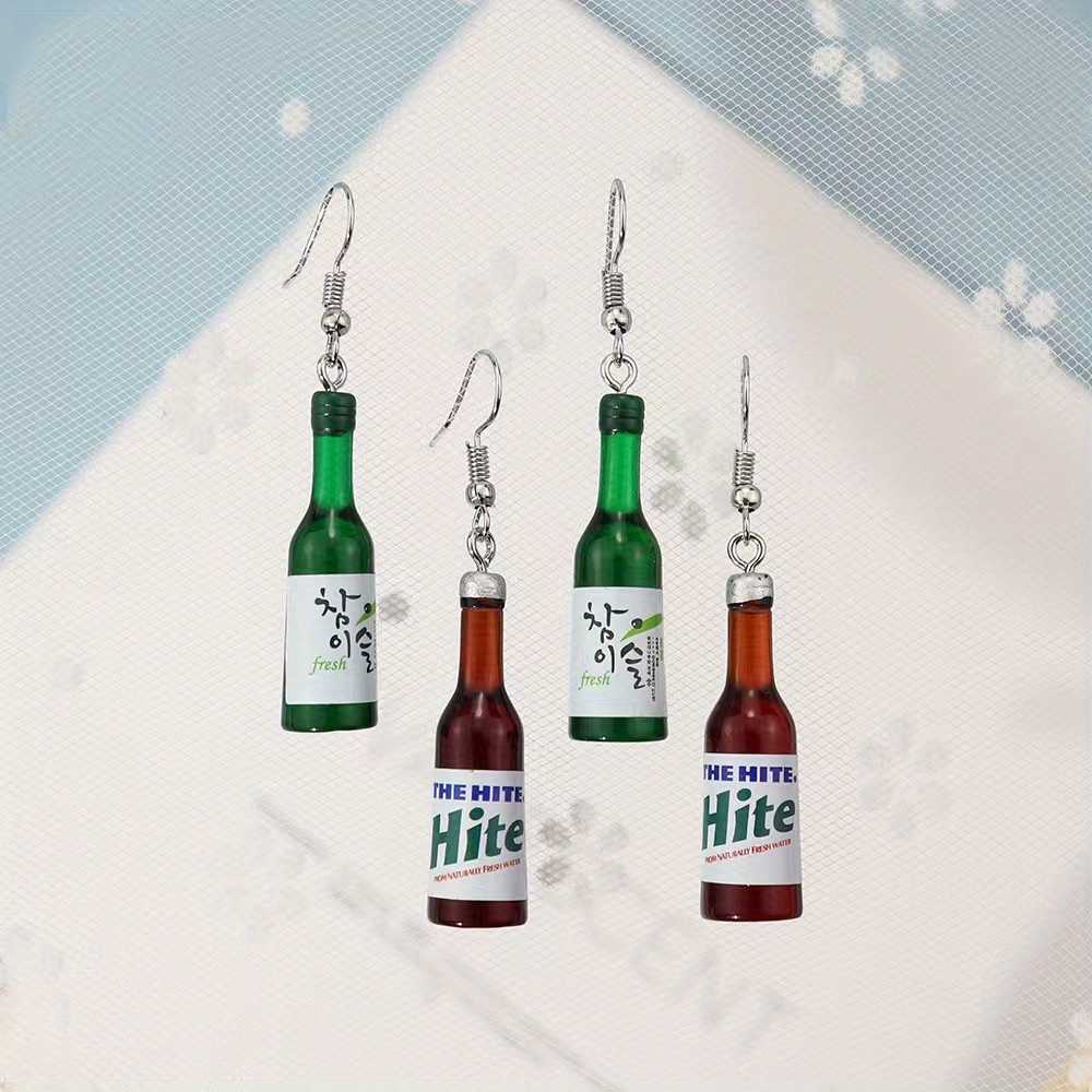 Creative Burnt Wine Bottle Earrings, Funny Personality